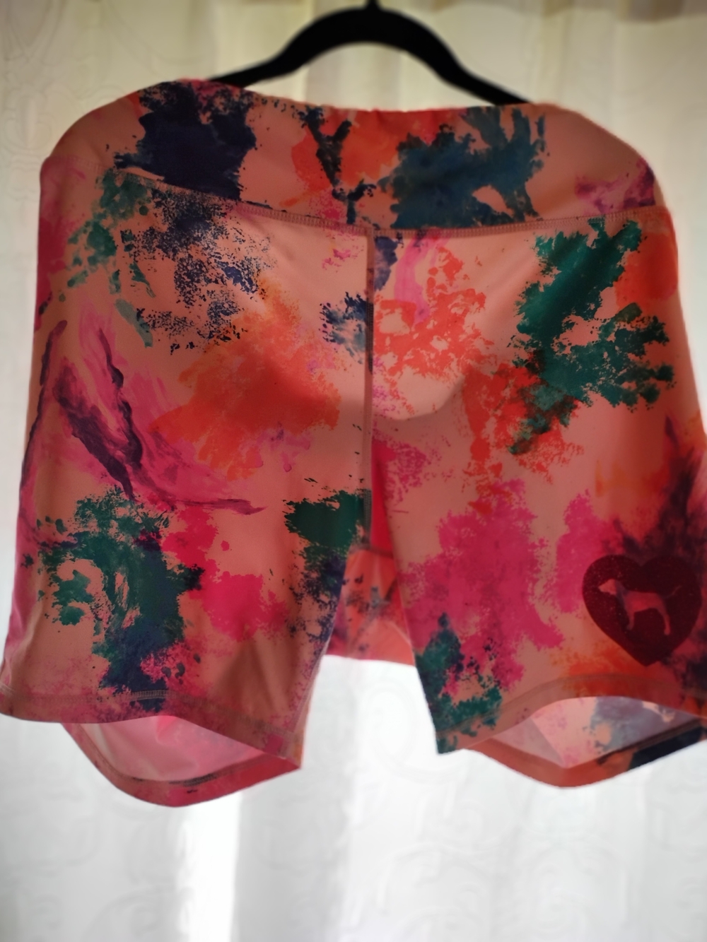 Olympia Activewear Pink Multi-Color Splash Athletic Shorts